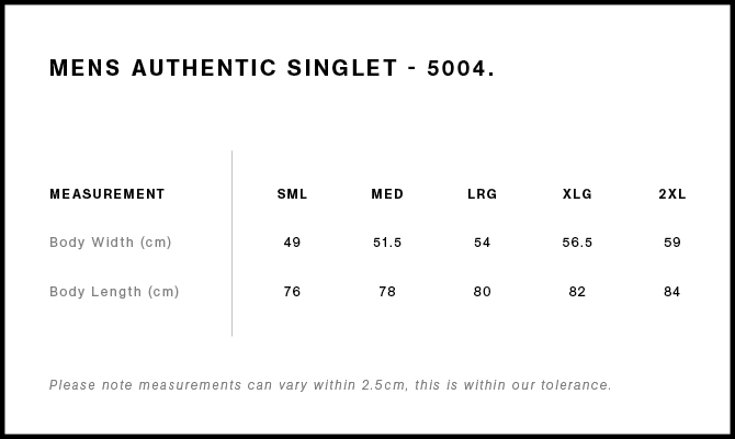 Size Guide - Style 5004
