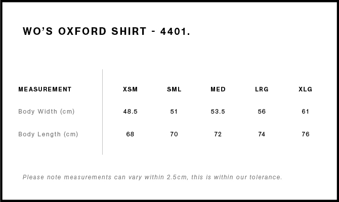 Size Guide - Style 4401