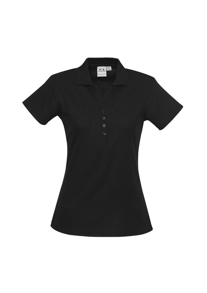 [9401042271839] P400LS - Womens Crew Short Sleeve Polo (8, Black)