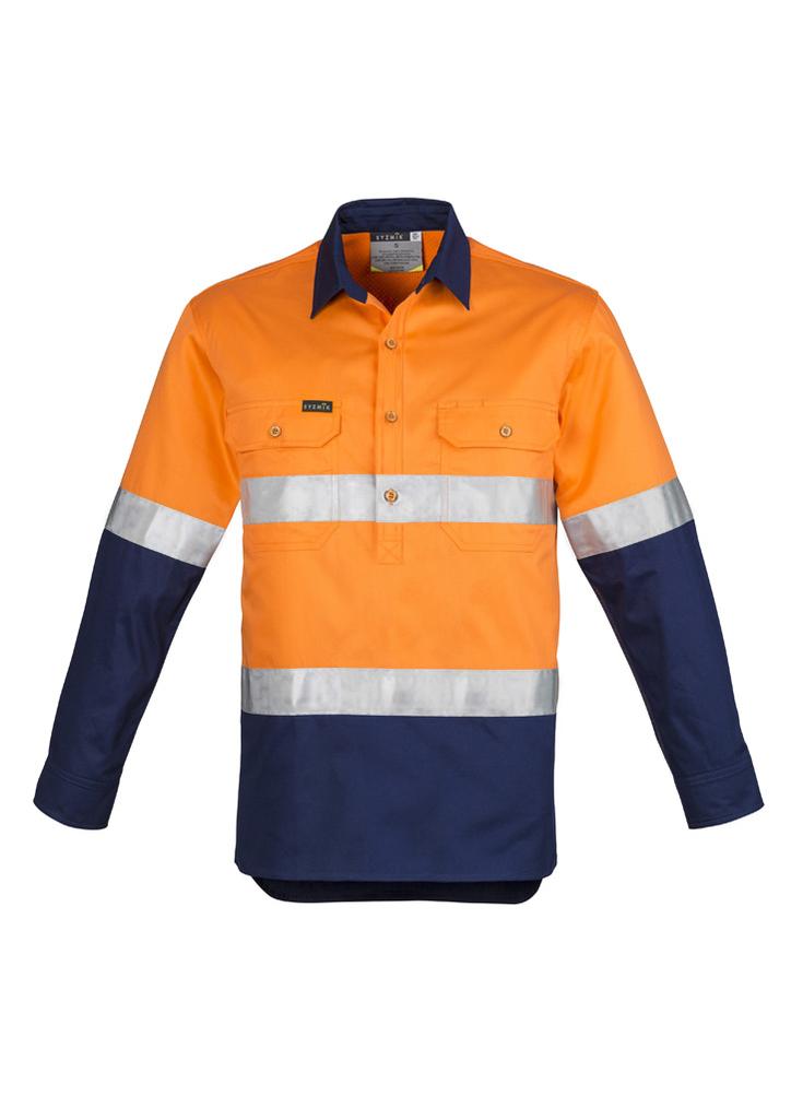 ZW550 - Mens Closed Front Long Sleeve Shirt - Hoop Taped