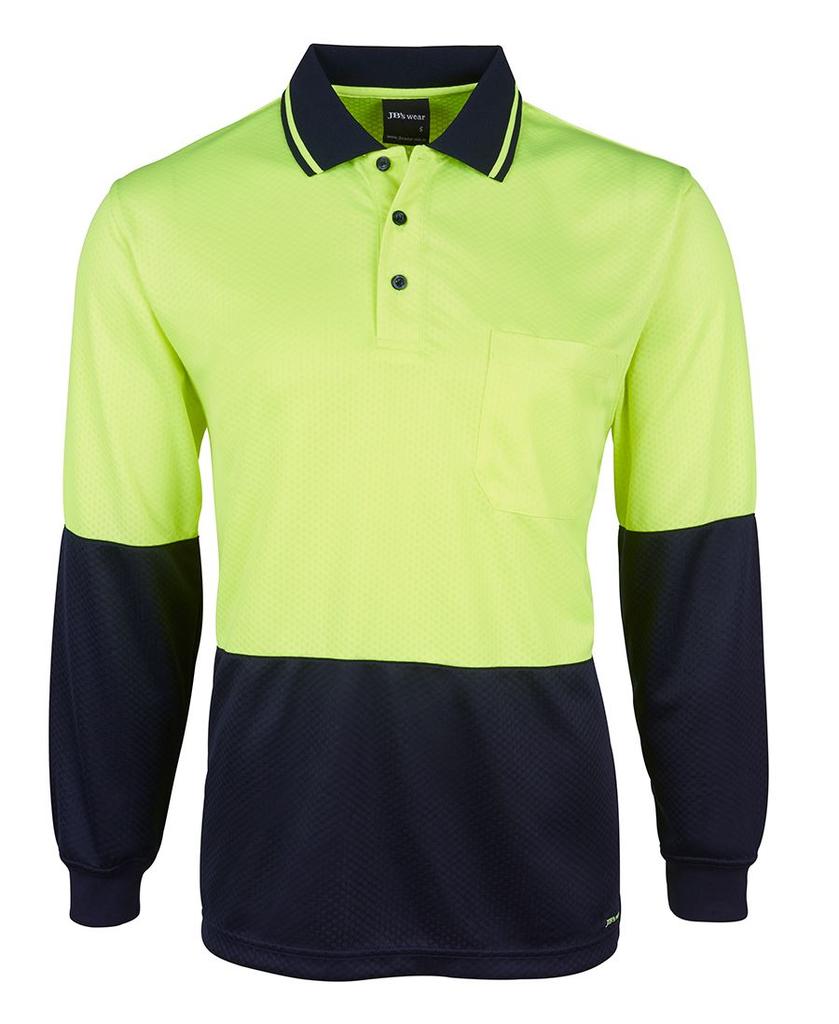 [6HJNLENA1] 6HJNL - JBs Hv 4602.1 L/S Jacquard Polo (2XS, Lime/Navy)