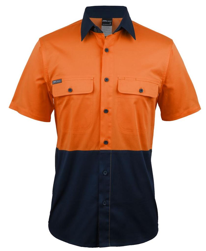 [6HSWSONA0] 6HSWS - JBs Hv L/S Stretch Work Shirt (3XS, Orange/Navy)