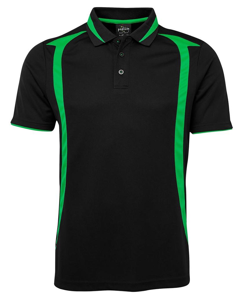 [7SWPBEAX] 7SWP - Podium Swirl Polo (S, Black/Pea Green)