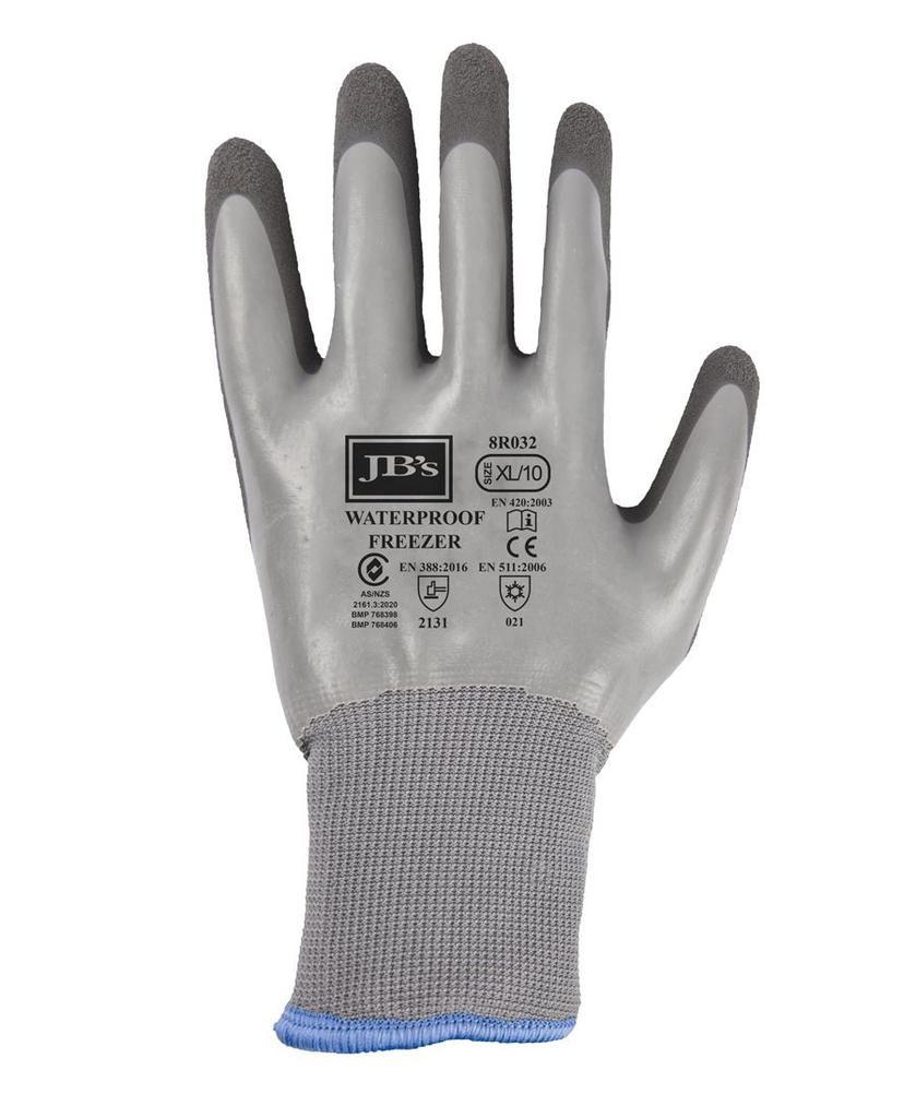 [8R032GQAX] 8R032 - JBs W/Proof Latex Coat Freezer Glove 5Pk Grey/Char-S-07 (S)