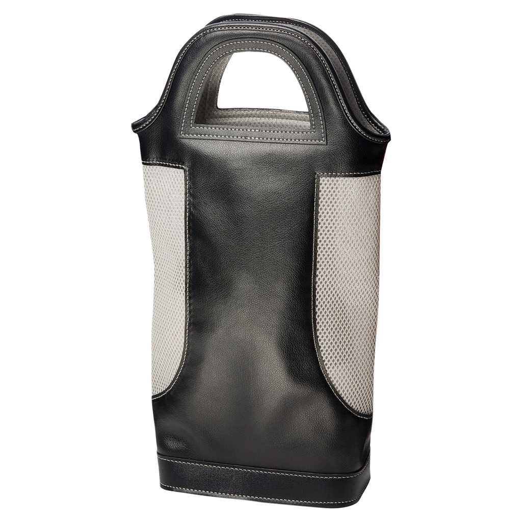 [5139GR-BLACK/GREY-STANDARD] 5139GR - Two Bottle Wine Carrier