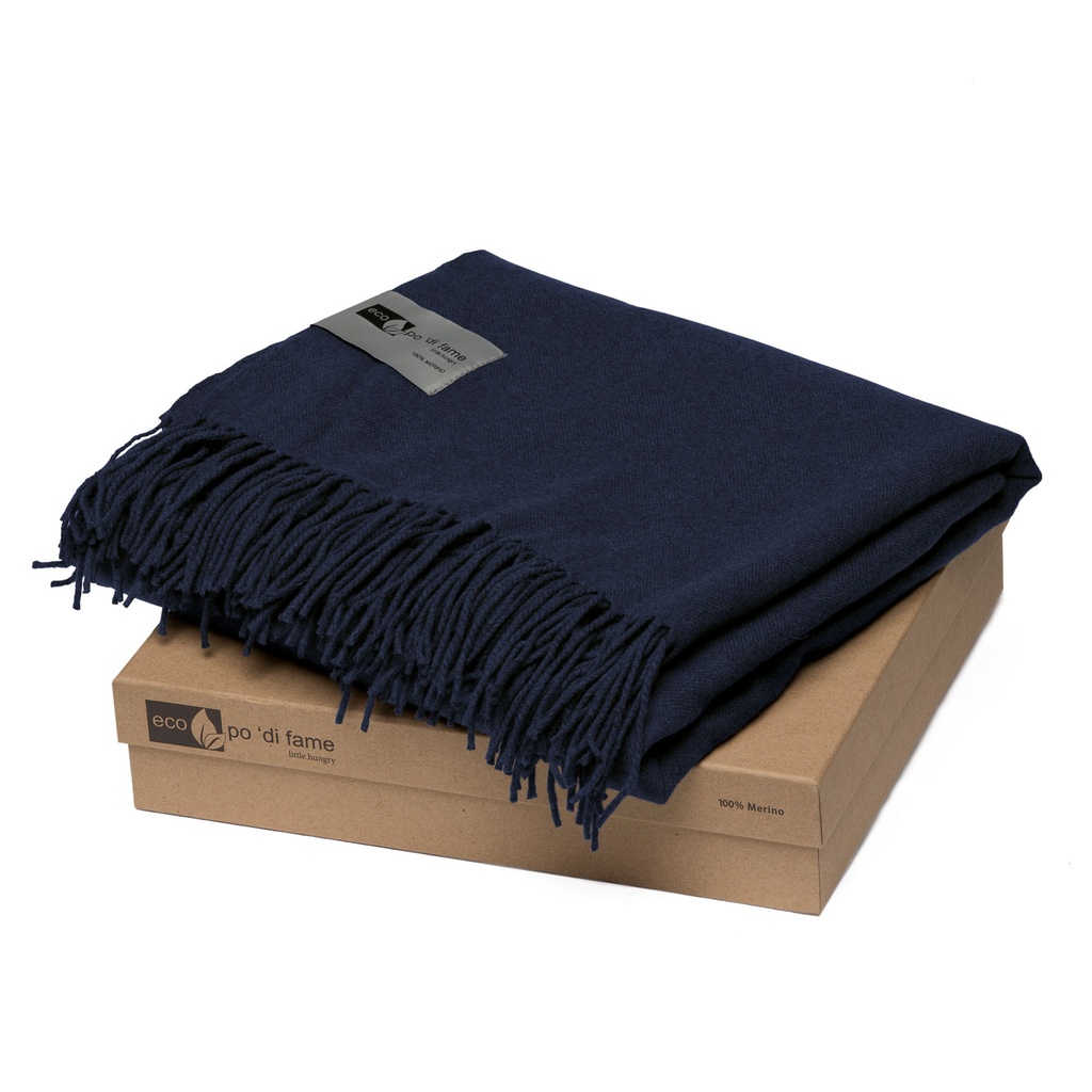[POMLMB-CHARCOAL, NAVY-STANDARD] POMLMB - Mt Lodge Merino Blanket