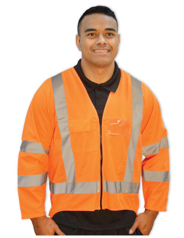 [J556-OR-XS] Hi Viz Long Sleeve Safety Vest - J556
