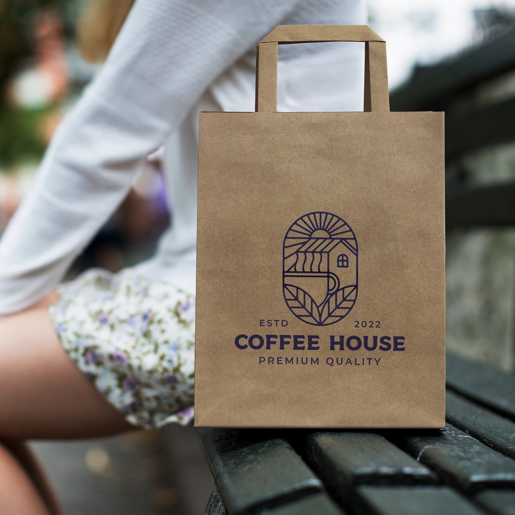[125060] Medium Flat Handle Paper Bag Portrait - 125060