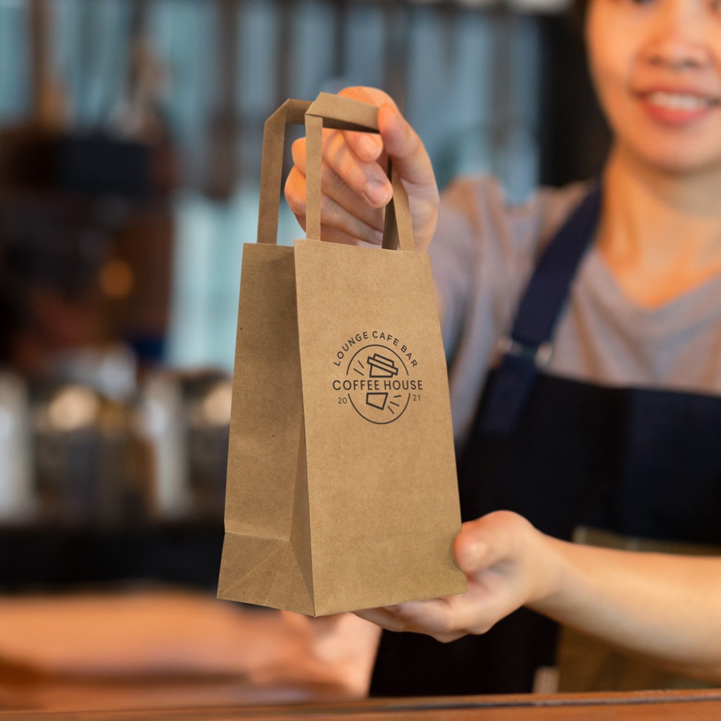 [127366] Small Flat Handle Paper Bag Portrait - 127366