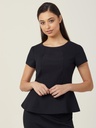 CAT9S1 - Ponte Knit Cap Sleeve Peplum Top