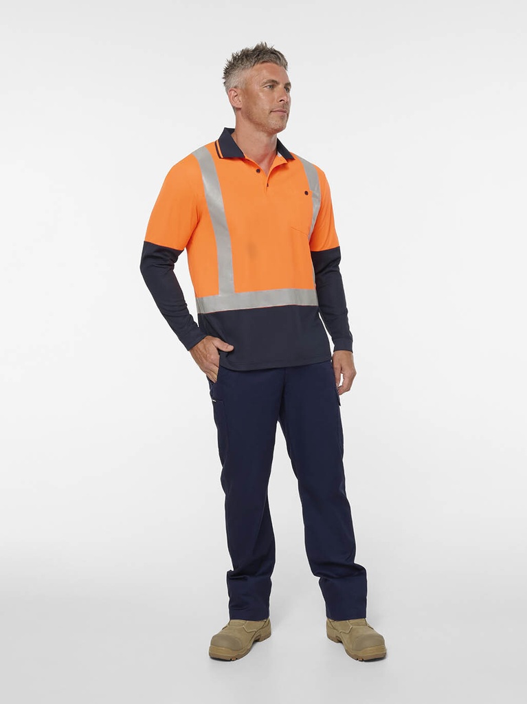 [9400083414960] K54625 - ORIGINALS HI-VIS 2T H TAPED L/S POLO (XS, ORANGE/NAVY)