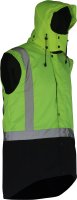 [PCO1349-FLYE/BR-S] CAUTION HOODED D/N OILSKIN SLEEVELESS VEST-SIZE (S)