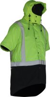 [PCO1359-FLYE/BR-S] CAUTION HOODED D/N OILSKIN SHORT SLEEVE VEST-SIZE (S)