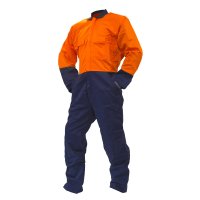OVERALL LS, 240GSM POLY/COTTON, ORANGE/NAVY DO, SI-SIZE
