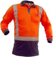 [PCP1213-FLOR/NA-S] CAUTION D/N L/S MICRO FIBRE POLO-SIZE (S)