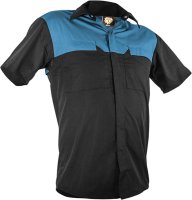 [PCS2000-BK/BU-XS] CAUTION POLY COTTON SHORT SLEEVE SHIRT-SIZE (XS)