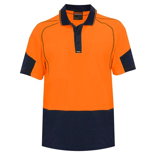 [AM006155] Polo Day Only Quick-Dry Cotton Backed Orange/Navy