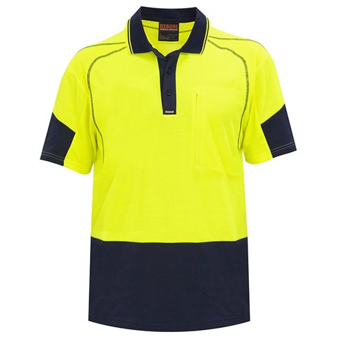 [AM006156] Polo Day Only Quick-Dry Cotton Backed Yellow/Navy