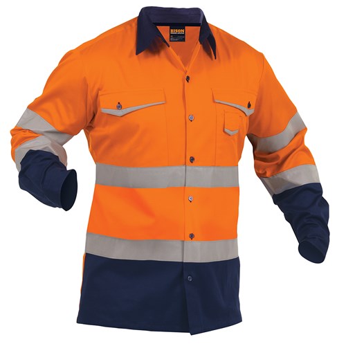 [AM006172] Shirt Day/Night X-Back Cotton Orange/Navy (SNBCO)