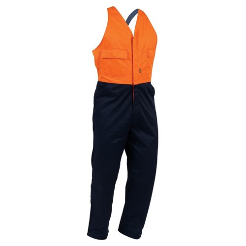 [AM006380] Overall Workzone Easy Action Domed Cotton Contrast Orange/Navy (EDDCO)