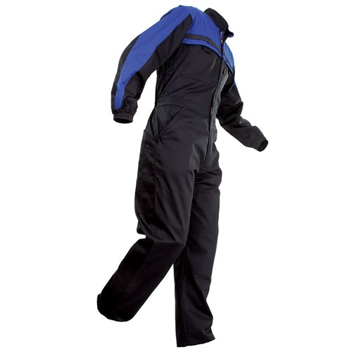 [AM006383] Overall Workzone Euro Polycotton Zip Black/Royal Blue (CEZPC)
