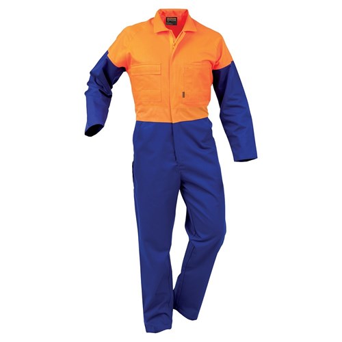 [AM006391] Overall Workzone Day Only Polycotton Zip Royal Blue/Orange (DOPPC)
