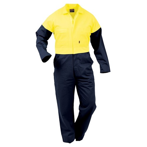 [AM006395] Overall Workzone Day Only Cotton Zip Yellow/Navy (DOPCO)