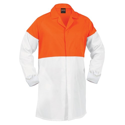 Dustcoat Workzone Lightweight Polycotton Food Industry White/Orange (DFDPCLW)