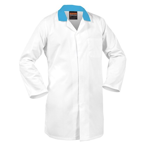 [AM006513] SMARTZONE Dustcoat 240gsm Polycotton Domed with Blue Collar (DFDPCMWSZ)