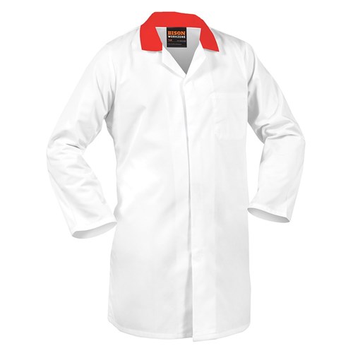 [AM006515] SMARTZONE Dustcoat 240gsm Polycotton Domed with Red Collar (DFDPCMWSZ)